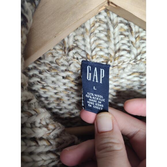 Vintage Gap Oversized Wool Knit Cardigan Women's L tan - Picture 2 of 9